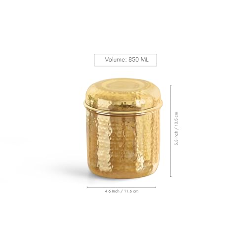 Image 6 of ExclusiveLane Roundabout Keepsake Multi-Utility Storage Brass Jar & Container 850 ml