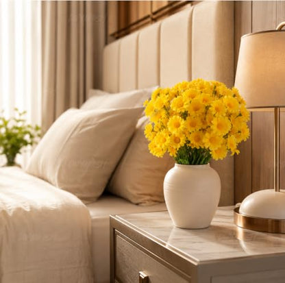Image 7 of Divyakosh Artificial Daisy Flowers Bunch for Home Decor, Pack of 5 with 150 Yellow Flowers, Faux Floral Arrangement for Vase, Living Room, Wedding, Festive & Party Decoration