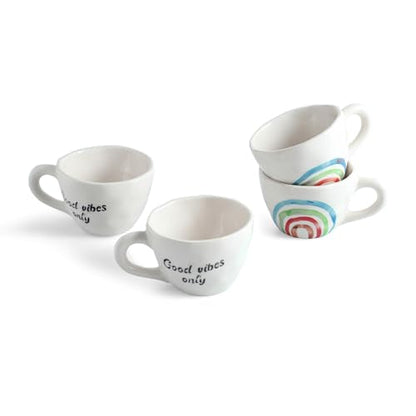 Image 2 of ExclusiveLane Rainbow Bright Hand-Painted Ceramic Coffee Mug Set of 4 220 ML