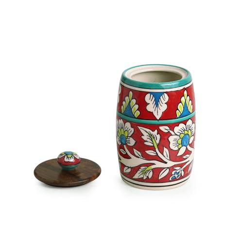 Image 3 of ExclusiveLane Mughal Drum Ceramic Jars for Kitchen Storage Set of 4, 570 ml Each