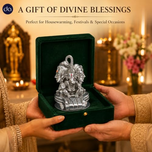 Image 3 of Dev Aastha 999 Silver Plated Shivling shiv parivar murti for home puja room - 5.5 Inch