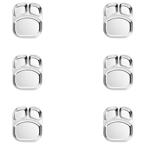 Image 18 of Large-6 for the product Spillbox Stainless Steel Dinner Plate with 3 Compartments