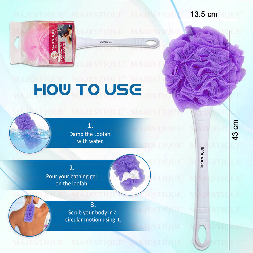Image 2 of Majestique Long Handle Loofah (Colour May Vary)
