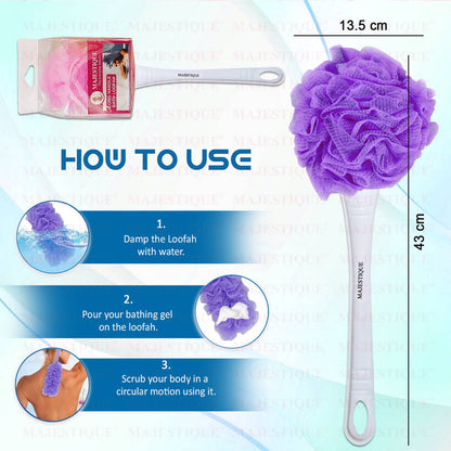Image 2 of Majestique Long Handle Loofah (Colour May Vary)