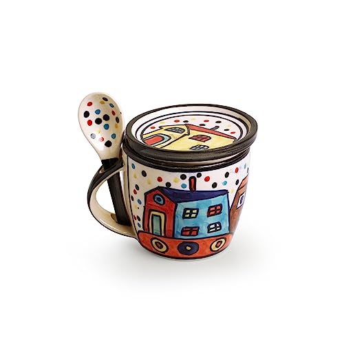 Image 3 of ExclusiveLane The Hut Jumbo Cuppas Ceramic Soup & Coffee Mugs Set with Coaster & Spoon 300 ML