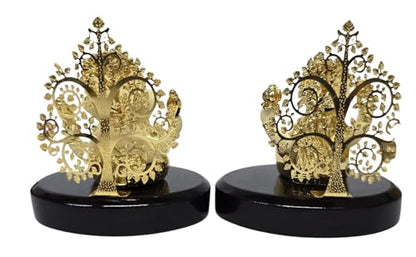 Image 3 of Gold Art India Laxmi Ganesh Gold Plated Red Terracotta Idol Set (3.3" Inch)