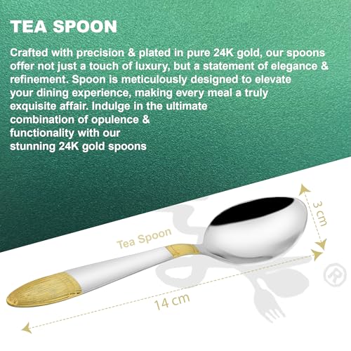 Image 6 of Parage 6 Pieces Stainless Steel 24k Golden Tea Spoons Set, 14 cm Long