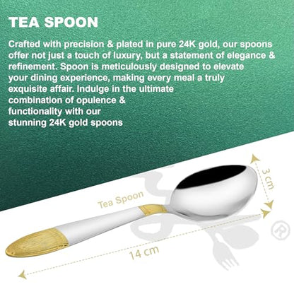 Image 6 of Parage 6 Pieces Stainless Steel 24k Golden Tea Spoons Set, 14 cm Long