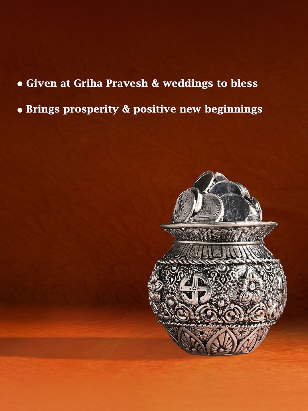Image 2 of TOUCH925 999 Silver Plated Dhan Kalash