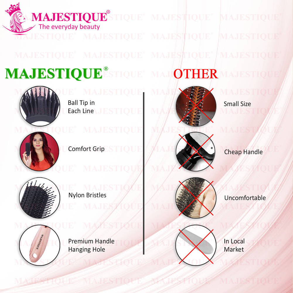Image 5 of Majestique 8 Row Flat Series Hair Brush - Bio-Friendly Detangling Brush