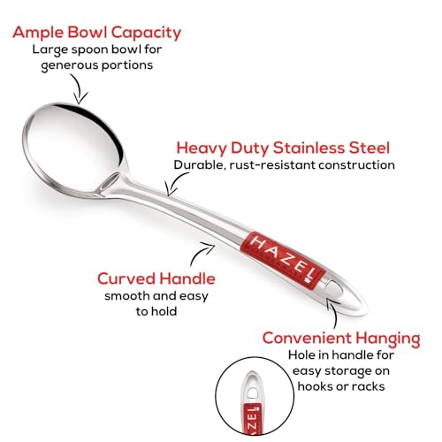 Image 3 of HAZEL Stainless Steel Oval Shape Serving Spoon Scooper Spatula Server Kitchen Utensils