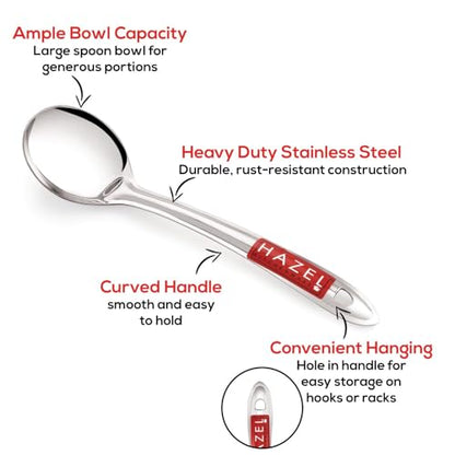 Image 3 of HAZEL Stainless Steel Oval Shape Serving Spoon Scooper Spatula Server Kitchen Utensils