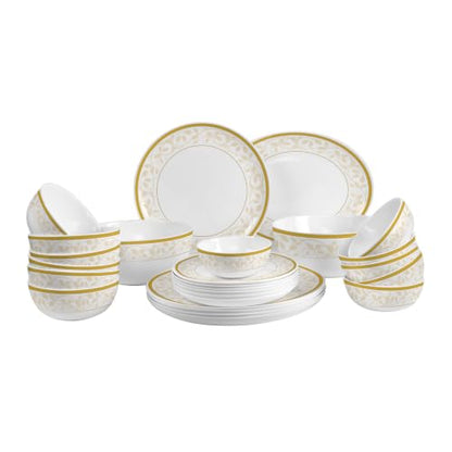 Image 1 of Default Title for the product CELLO Amber Gold Divine Series Opalware Dinner Set of 27 Pieces for Family of 6