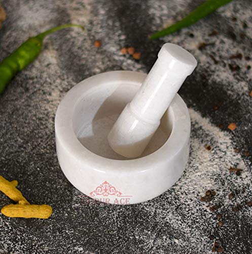 Image 1 of Default Title for the product JAIPUR ACE Natural Marble Mortar and Pestle 4x3 Inch