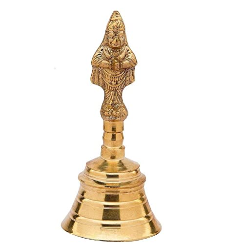 Image 1 of 4 Inch for the product Uapan Metalcraft Brass Pooja Puja Hanuman Bell Ghanti, For Pooja Purpose