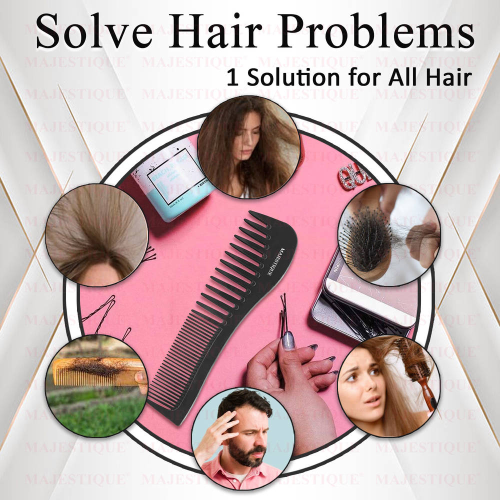 Image 7 of Majestique Professional 7.4 Inch Black Carbon Fiber Anti Static Comb for All Hair Types
