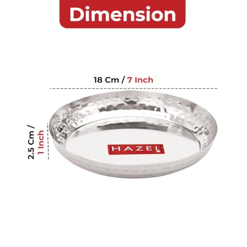 Image 3 of HAZEL Stainless Steel Snack Plate Set of 2 | 18cm Breakfast & Serving Plate