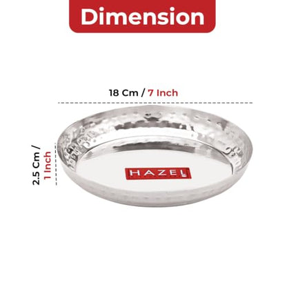 Image 3 of HAZEL Stainless Steel Snack Plate Set of 2 | 18cm Breakfast & Serving Plate