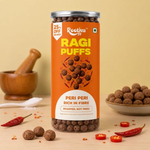 Image 6 of ROOTIVAFIT Ragi Puffs Peri Peri Flavour Millet Snack