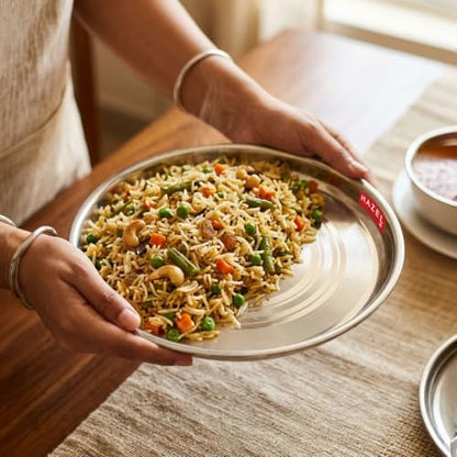 Image 2 of HAZEL Stainless Steel Lunch Plate Set of 6 | 27 cm