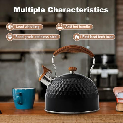 Image 3 of Supvox Whistle Kettle 2.5L Stainless Steel for Gas Stove, Black
