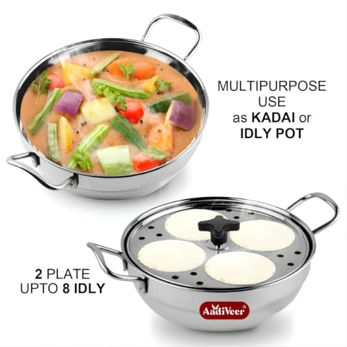 Image 2 of Premium Stainless Steel Idli Maker 2 Plates, Makes 8 Soft Idlies | Induction & Gas Stove Compatible Idli Steamer | Durable, Easy-Clean Idly Cooker for Healthy South Indian Breakfast