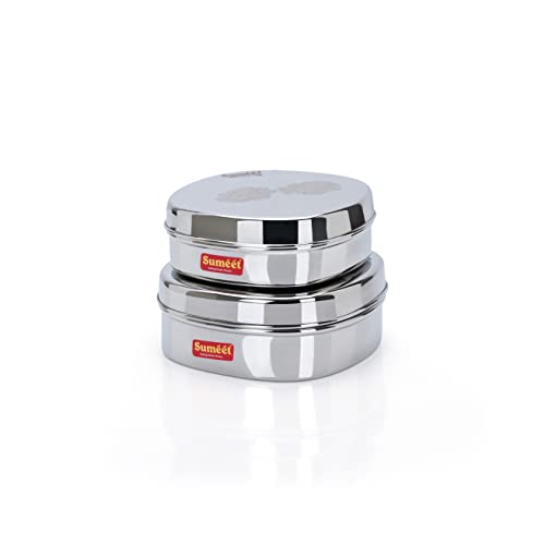Image 6 of Sumeet Stainless Steel Designer Square Storage Containers Set of 2