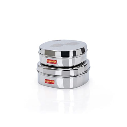 Image 6 of Sumeet Stainless Steel Designer Square Storage Containers Set of 2