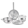 Image 1 of Default Title for the product BERGNER Bergner Tripro Triply Cookware Set 5 Pcs - 22cm (2.3L) Kadai with Lid, 22cm Frypan, 16cm (1.8L) Tope with Lid