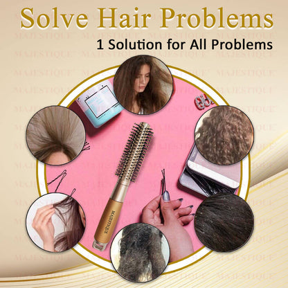 Image 7 of Majestique Golden Round Blow Drying Hair Brush with Refresh and Extended Nylon Bristles