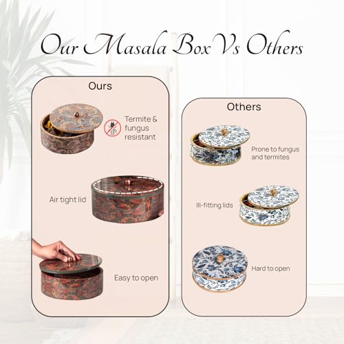 Image 10 of nestroots Wooden Masala Box with Stainless Steel Jars