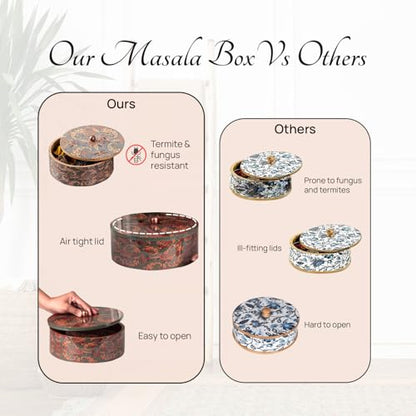 Image 10 of nestroots Wooden Masala Box with Stainless Steel Jars
