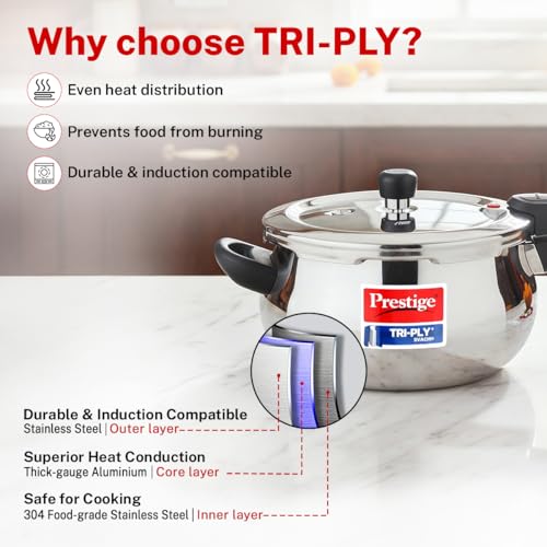 Image 6 of Prestige 5 Litre Triply Svachh Outer Lid Pressure Cooker