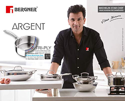 Image 4 of BERGNER Argent Triply Tadka Pan, 500ml Capacity