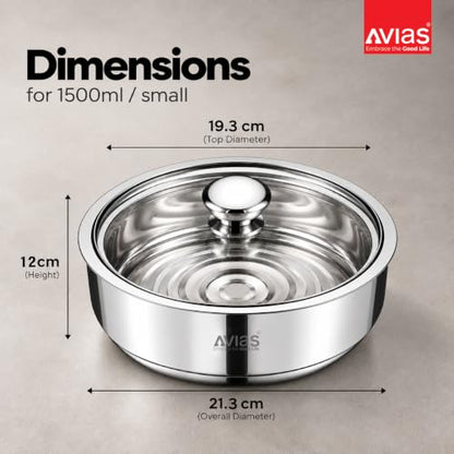 Image 3 of AVIAS Festiva Stainless Steel Roti Server with Coaster, Small, 1500ml