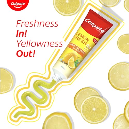 Image 3 of Colgate Lemon Fresh Gel Toothpaste, Fights Yellowness of Teeth, Freshens Breath 120gm/4.3 Oz (240g (120g x 2))