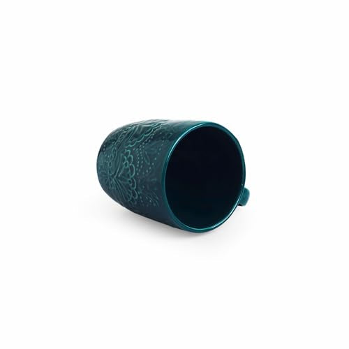 Image 3 of ExclusiveLane Teal Forest Ceramic Coffee Mugs Set of 2 180 ML