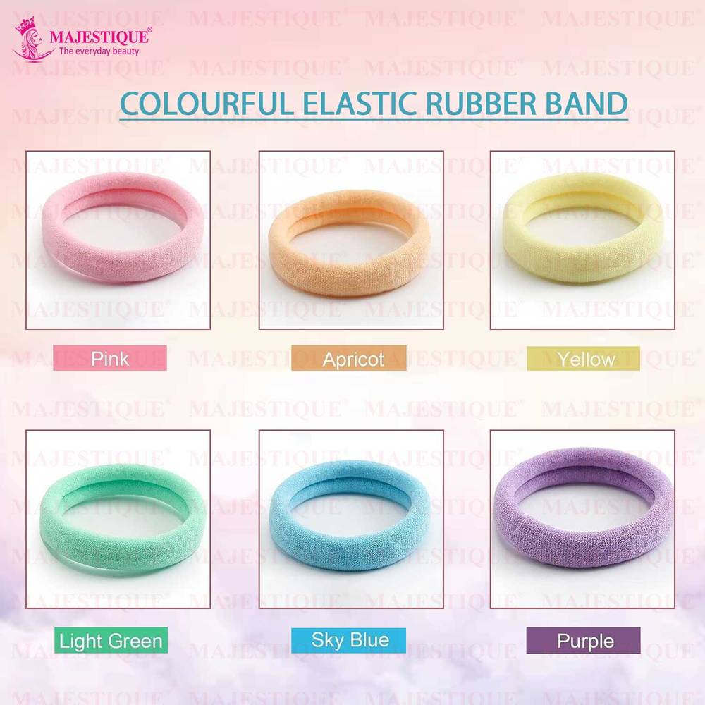Image 3 of Majestique Cotton Stretchable Hair Ties Ponytail Holder Rubber Band - 20 Pcs