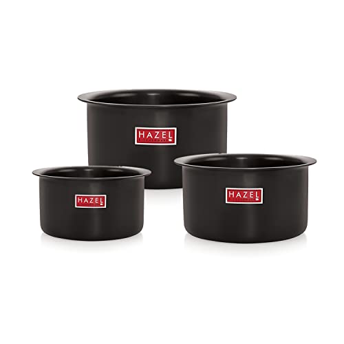 Image 11 of Silver (Without Lid) / 3 / 750 ml, 1100 ml, 1500 ml for the product HAZEL Hard Anodised Aluminium Tope Patila Boiling Vessels