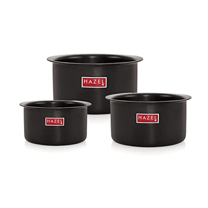 Image 11 of Silver (Without Lid) / 3 / 750 ml, 1100 ml, 1500 ml for the product HAZEL Hard Anodised Aluminium Tope Patila Boiling Vessels