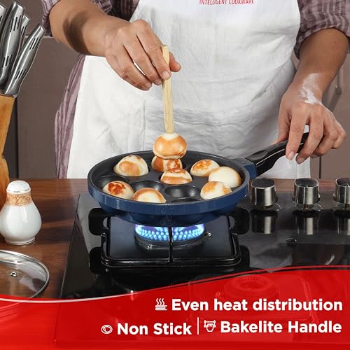Image 6 of Vinod Zest Non-Stick Paniyarakkal with Glass Lid – 12 Cavities, 20.5 cm Diameter