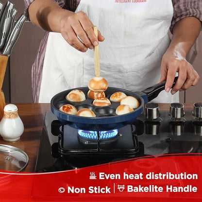 Image 6 of Vinod Zest Non-Stick Paniyarakkal with Glass Lid – 12 Cavities, 20.5 cm Diameter