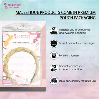 Image 6 of Majestique Padded Check Printed Wide Headbands Vintage Hair Accessories - 1Pc