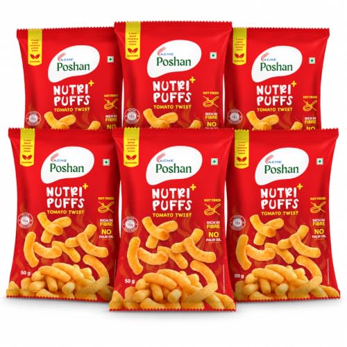 Image 1 of Default Title for the product Acme Poshan Nutri+ Puffs Tomato Twist, Pack of 6 (50g each)