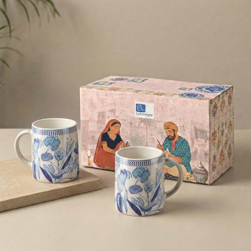 Image 1 of Default Title for the product ExclusiveLane Floral Bliss Ceramic Coffee Mugs Set of 2 (300 ml)