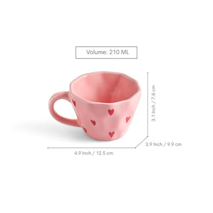 Image 6 of ExclusiveLane Poppy Hearts Ceramic Coffee Mugs Set of 4 (210 ml)