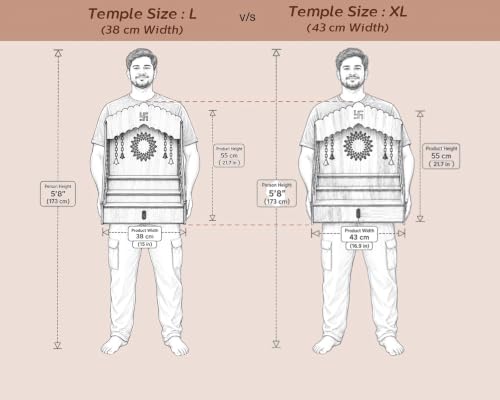 Image 7 of STEPn'SPACE Wooden Temple For Home Big Size Mandir With LED Light & Step Wall Hanging Puja Mandir For Home Temple For Office Pooja Stand For Home & Office Temple With Storage XL-D28Xw43Xh55Cm