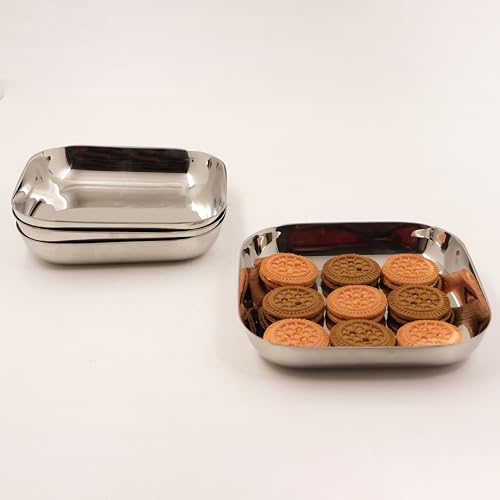 Image 14 of Large-4 for the product Spillbox Stainless Steel Halwa Plates