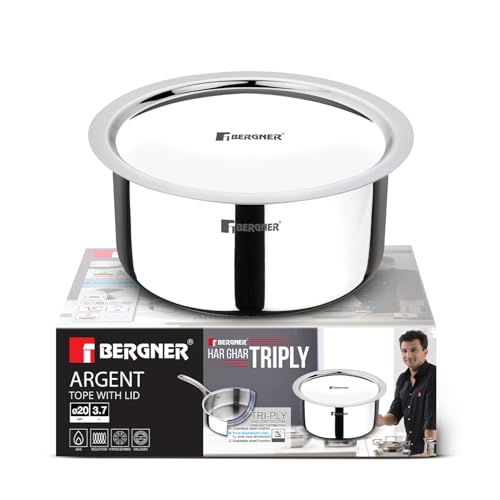 Image 4 of 3.7 Litres for the product BERGNER Argent Triply Tope with Stainless Steel Lid