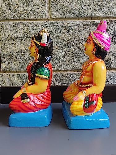 Image 4 of Breeze Handicrafts Paper Mache Doll Couple Statue for Bommalu Koluvu Home Decor and Showpiece Idol Navratri Gift for Women (Mama Mami Young)